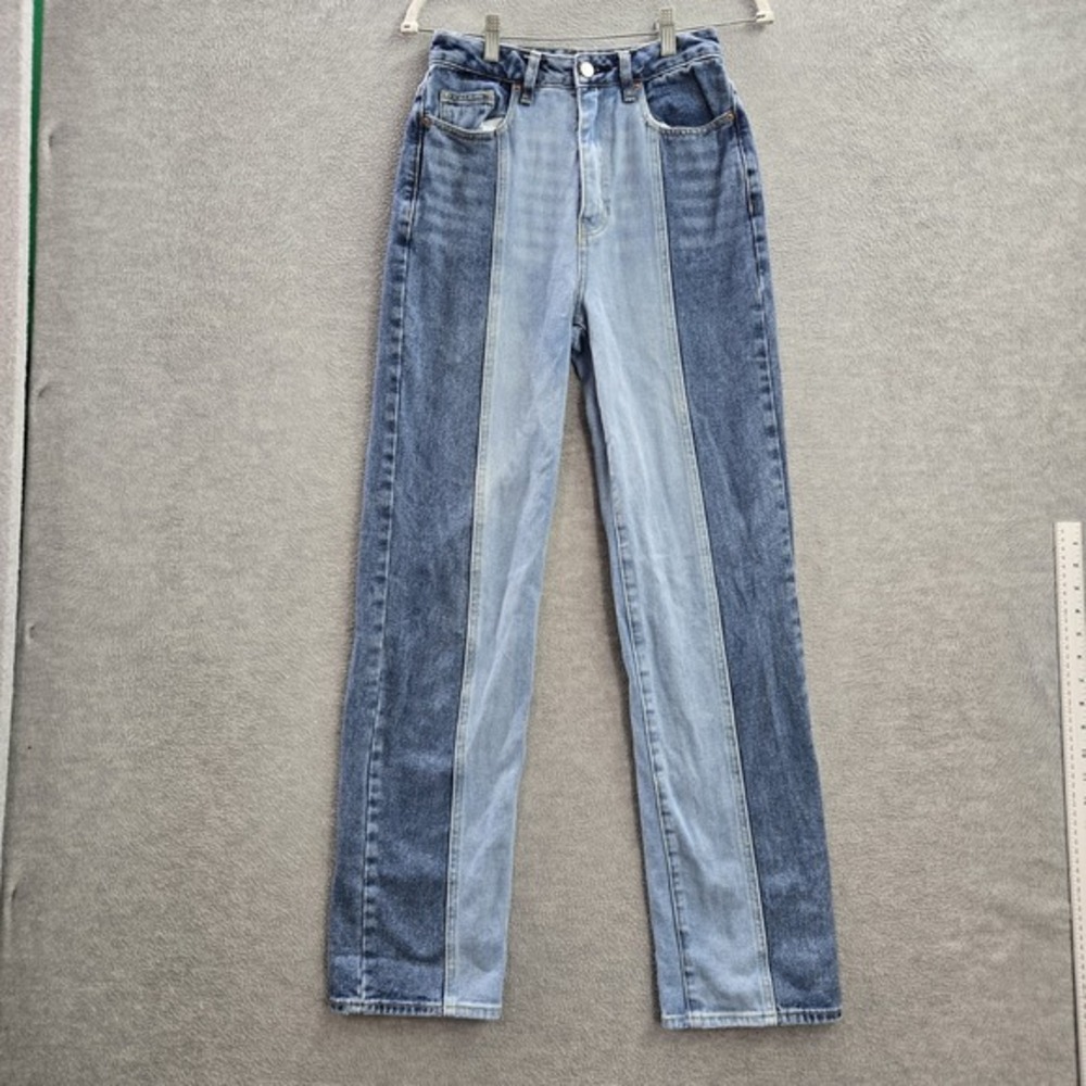 Pacsun Women Pants 26 Blue Colorblock‎ 90's Boyfriend Straight 31 in Inseam